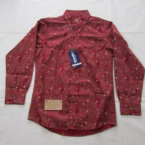 Wrangler Boy's Large Long Sleeve ClassicFit Paisley Print Button Shirt Red - Picture 1 of 1