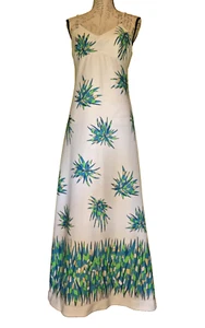 Vintage Damen 70er 100 Parkhouse Dallas Polyester ärmellos lang Hippie Kleid Gr. M - Bild 1 von 4
