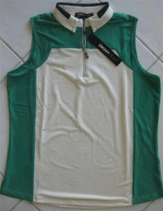 DKNY for JAMIE SADOCK dark green cool tron cream sleeveless golf shirt top M NWT - Picture 1 of 6