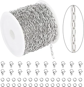 KYUNHOO 32.8 Feet 304 Stainless Steel Chain Bulk Silver Paperclip Chains for Jew - Picture 1 of 12
