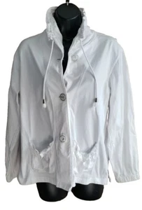 Joni B. Women's Petites White Lightweight Blazer Coat With Ruffled Collar PM - Picture 1 of 10