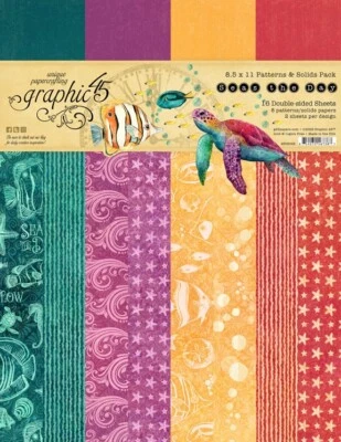 GRAPHIC 45 - SEAS THE DAY - PATTERNS & SOLIDS PACK - 8.5" X 11" - 16 SHEETS - Image 1 of 4