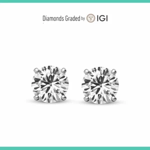 IGI 3.50 E VS1 Round Cut Martini Lab Diamond Studs Earrings- Platinum 900 - Picture 1 of 4