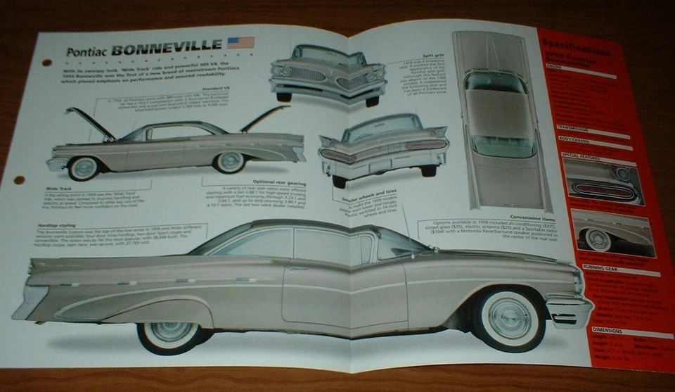 Pontiac Bonneville 1959 original Imp folleto especificaciones información 59 389★★ Foto 1 de 1