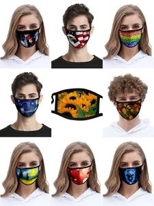 Unisex Face Mask Reusable Washable Cover Masks Style Fashion Cloth Men Women USA - Picture 1 of 79