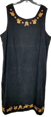 Maxi Vestido De Colección Erika Años 90 Floral Bordado Sin Mangas Cambray Talla 2X Negro Foto 1 de 4