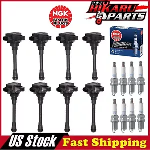 8x NGK Spark Plug & 8x Ignition Coil For Nissan NV2500 NV3500 TITAN 5.6L - Foto 1 di 12
