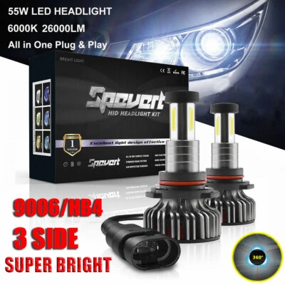 110W 30000LM 9006 HB4 3 Side Car LED Headlight Lamps Bulbs Kit Xenon White 6000K - Image 1 of 4