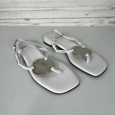 Sandálias tanga Jeffrey Campbell feminina Chance Slingback tamanho 7 branca - Imagem 1 de 4