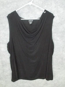 CitiKnits Women's Top 3X Sleeveless Tank Cowl Neck Stretch Ribbed Flowy Black - Picture 1 of 12