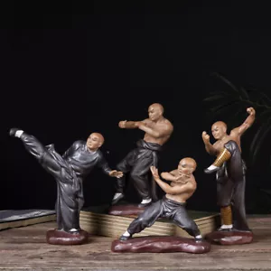 Juego de 4 PIEZAS Figura Chino Kung Fu Shaolin Monje Cerámica Material Artes Decoración del Hogar - Imagen 1 de 11