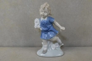 Vintage Lego Porcelain Figurine Little Girl w/Flowers Japan - Picture 1 of 3