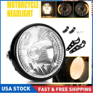 Universal 7" Headlamp Motorcycle Turn with Signal Headlight +Led Bucket Housing - Picture 1 of 10