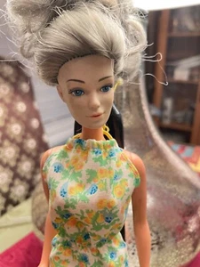 1977 Mego Corp 12" Vint Fashion Doll Blue Eyes Grey white Cluster Hair Hong Kong - Picture 1 of 7