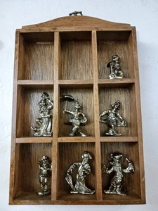 Figure pagliaccio in peltro in miniatura con vetrina in legno! - Foto 1 di 5