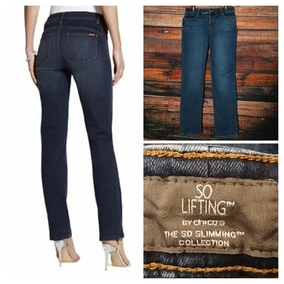 Jeans Chicos Talla 1 EE. UU. 8 So Lifting Tiro Medio Recto Azul Denim Elástico  Foto 1 de 4