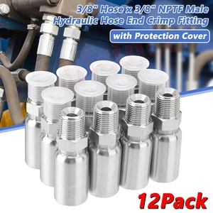 12x Raccordo terminale tubo idraulico 3/8" I.D. Tubo x Coperchio Protezione Maschio 3/8" NPTF - Foto 1 di 16