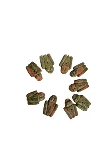 Lot Of 9 Unakite Frog Fetishes, 14x22mm - Picture 1 of 2