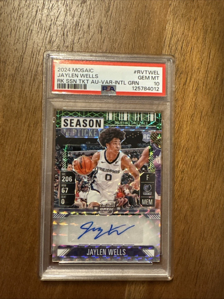 2024-25 Panini Mosaic - Jaylen Wells Season Ticket Auto /5 - GEM MT - POP 1 - Image 1 of 2