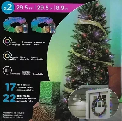 Enbrighten LED Color Changing Bubble Lights 2x29.5ft w/Remote 180 Bulbs NEW OB - Image 1 of 4