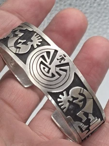 Vintage Sterling Silber 925 Kokopelli Armreif Armband Indianer - Bild 1 von 18