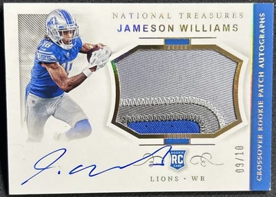 2022 National Treasures Jameson Williams Crossover Rookie Patch Auto Gold /10 RC - Image 1 of 4