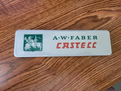 Vintage A.W. Lápis de desenho FABER Castell 9000 5H, 12 lápis estojo de metal estanho - Imagem 1 de 4