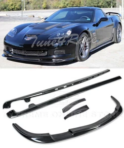 HYDRO CARBON FIBER ZR1 Style Front Lip & side skirts For 05-13 Corvette C6 Z06 - Picture 1 of 12