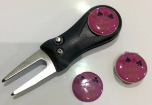 Golf Mistgabel magnetischer Hutclip mit 3 Lady Luck Markern - Bild 1 von 5