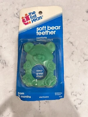 Vintage The First Years Baby Teether Teething Ring - Green BEAR - Image 1 of 2