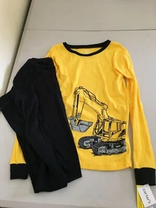 New Carter's Boys Yellow Construction Pajama set Snug Fit Long Sleeve Pants - Picture 1 of 1