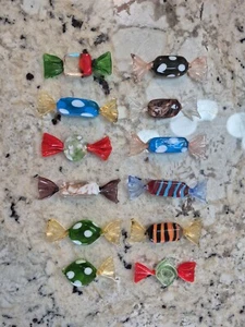 Glass Candy Lot Of 12 Murano Style Assorted Colors, 2.5 Inches Multicolor - Picture 1 of 8