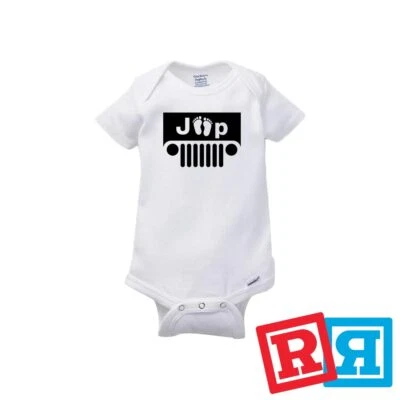 Jeep Footprints Gerber Baby Onesie® Cotton Unisex White Short Sleeve Bodysuit - Image 1 of 4
