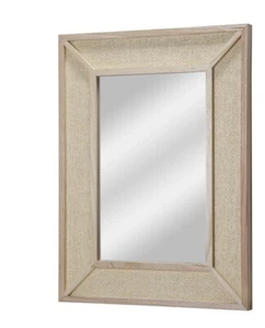 18" x 24" Rectangle Woven Rattan Frame Wall Mirror in Natural Color - Picture 1 of 4