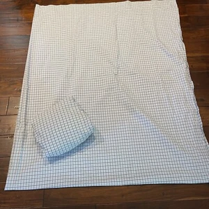 TOMMY HILFIGER Easy Care F/Q Sheets Blue And White Plaid Fitted & Flat EUC - Picture 1 of 10