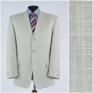 Mens White Cream Sport Coat 44R US Size CANDA Plaid Blazer Jacket - Picture 1 of 11