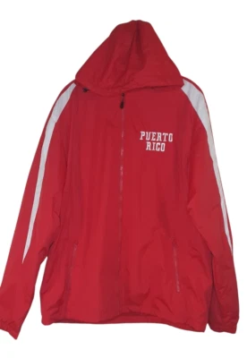 Sport-Tek Puerto Rico Hombres Grande Chaqueta con Capucha Roja Blanca Cremallera Completa Poliéster Foto 1 de 4