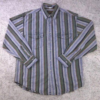 Vintage Eddie Bauer Flannel Shirt Men Large McKinley Cloth Striped Long Sleeve - Image 1 of 4