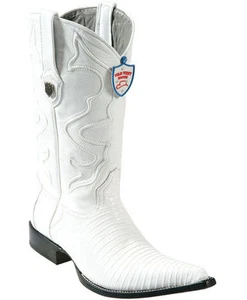WILD WEST WHITE 3X-TOE GENUINE TEJU LIZARD WESTERN COWBOY BOOT (EE+)  - Picture 1 of 1