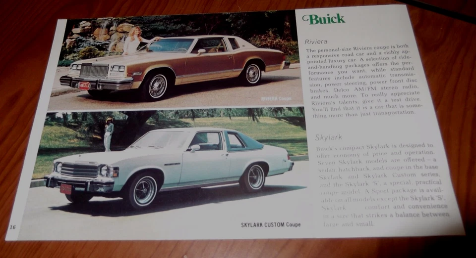 1978 BUICK RIVIERA / SKYLARK ОРИГИНАЛЬНЫЙ ДИЛЕР РЕКЛАМА ФОТО ПЕЧАТИ ОБЪЯВЛЕНИЕ 78★★ - Изображение 1 из 1