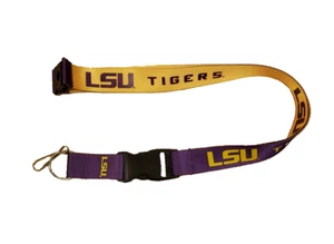LSU Tigers Reversible Lanyard Keychain Badge Holder With Safety Clip - Picture 1 of 1
