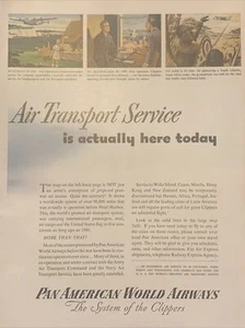 1944 vintage Pan American world airways print ad. Air Transport Service Is... - Picture 1 of 1