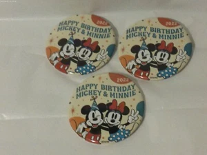 Disney 2022 Happy Birthday Mickey & Minnie Button Pinback lot of 3 buttons - Picture 1 of 4