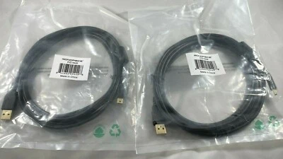 Lot of 2 Monoprice USB-A to Mini-B 2.0 Cable 5-Pin 28/24AWG Gold Plated 10ft - Image 1 of 4