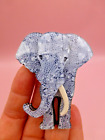 Boxed Vintage modern 3D BROOCH Handmade Grey blue ELEPHANT acrylic bakelite