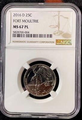 2016 D 25C Fort Moultrie Quarter NGC MS67 PL. ENN Coins - Image 1 of 2
