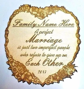 Custom Wedding Plaque - "Perfect Marriage Is Two Imperfect People" - Picture 1 of 4