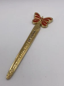 St John Butterfly Gold Tone Letter Opener Vintage - Picture 1 of 4