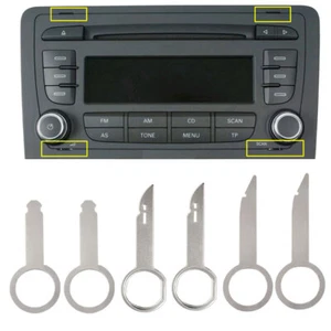 6pcs Car Radio Removal CD Player Stereo Release Keys Extraction Tool Accessories - Picture 1 of 12