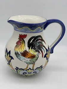 Maxcera Blue TALAVERA ROOSTER  Water/ Tea Pitcher - Picture 1 of 8
